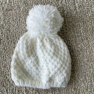 Carters 3-6month white pom pom beanie